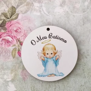 Placa para Porta chaves em mdf-O meu Batismo-anjo vestido azul