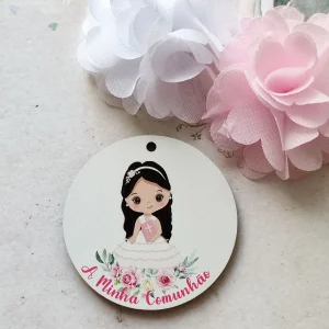 Placa para Porta chaves em mdf- menina- A minha comunhão
