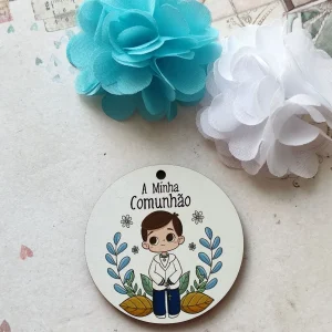Placa para Porta chaves em mdf- menino- A minha comunhão