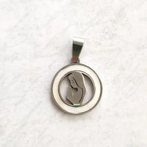 Medalha em aço inoxidável – Nossa Senhora (com madrepérola)