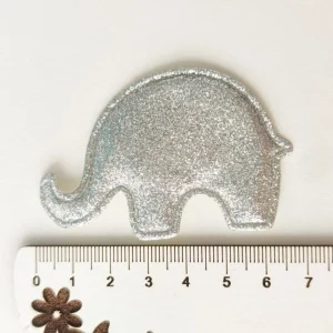 Aplique acolchoado com glitter Elefante prateado