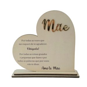 Coração com base em choupo- Amo-te Mãe