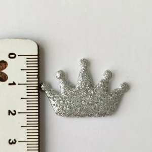 Aplique almofadado coroa 3×2 cm-Prateado