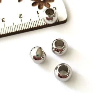 Contas separadoras em aço inoxidável- 8 mm/ furo 2 mm