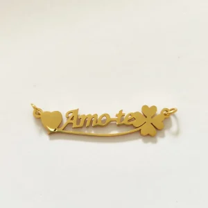 Entremeio em aço inoxidável- Amo-te -dourado