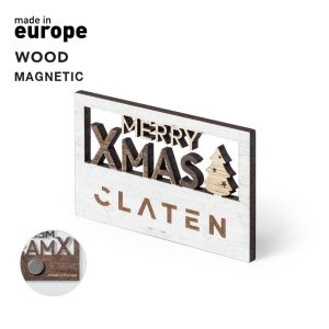 Íman Lambet Merry Christmas Fabricado em Madeira Natural Bicolor para Personalizar