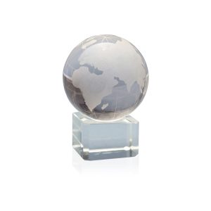 Troféu Bola Mundo em Vidro para Personalizar