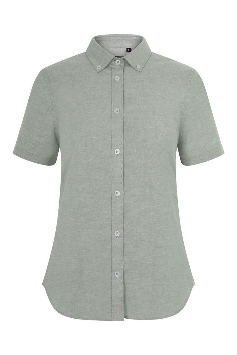 Camisa Oxford Stretch Manga Curta de Mulher para Personalizar - Image 2