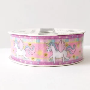 Fita Gorgurão estampada Unicórnio- cor 6– 2.5 cm–3Y